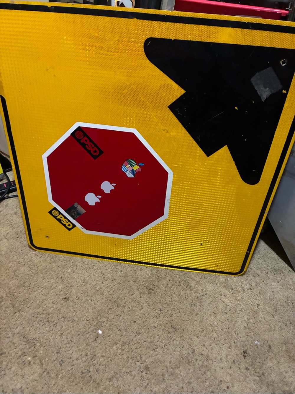 Yellow Kids Traffic Play Sign with Red Stop Decal